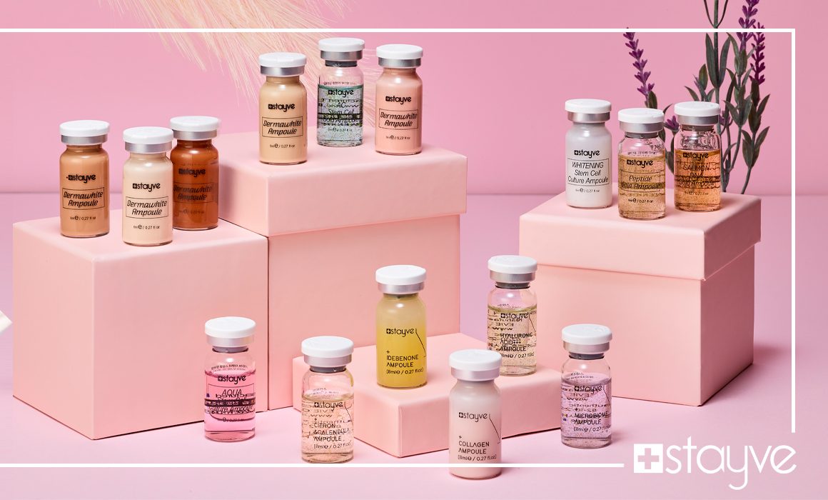 STAYVE ampoules on pink podiums